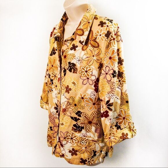 Serengeti Retro Floral Jacket Top Sz L - Picture 4 of 12